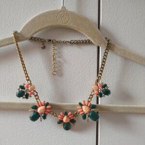 J Crew Green, Pink, and Peach/Coral Chunky Statement Necklace